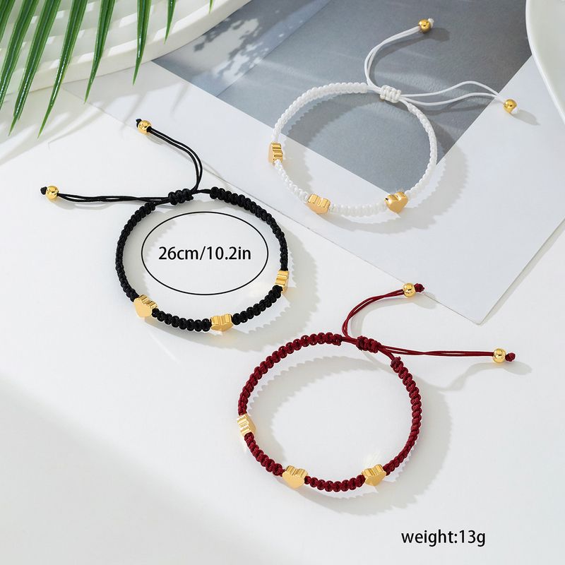 3 braccialetti da donna intrecciati colorati con cuore in metallo per San Valentino, alla moda e di personalità_voghion.com