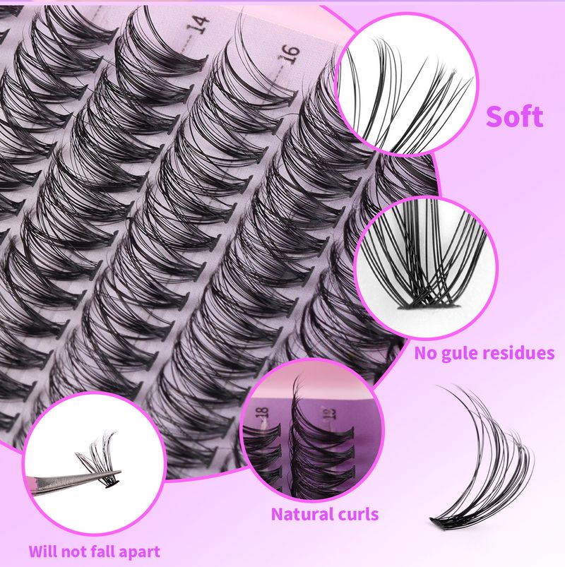 False Eyelashes Single Cluster Segmented DIY False Eyelashes Set D Curled Natural Thick Hot Melt Eyelashes_voghion.com