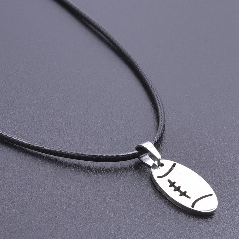 Sports Pendant Necklace Stainless Steel Necklaces For Women Men Accessories Leather Rope Basketball Football Charm_voghion.com