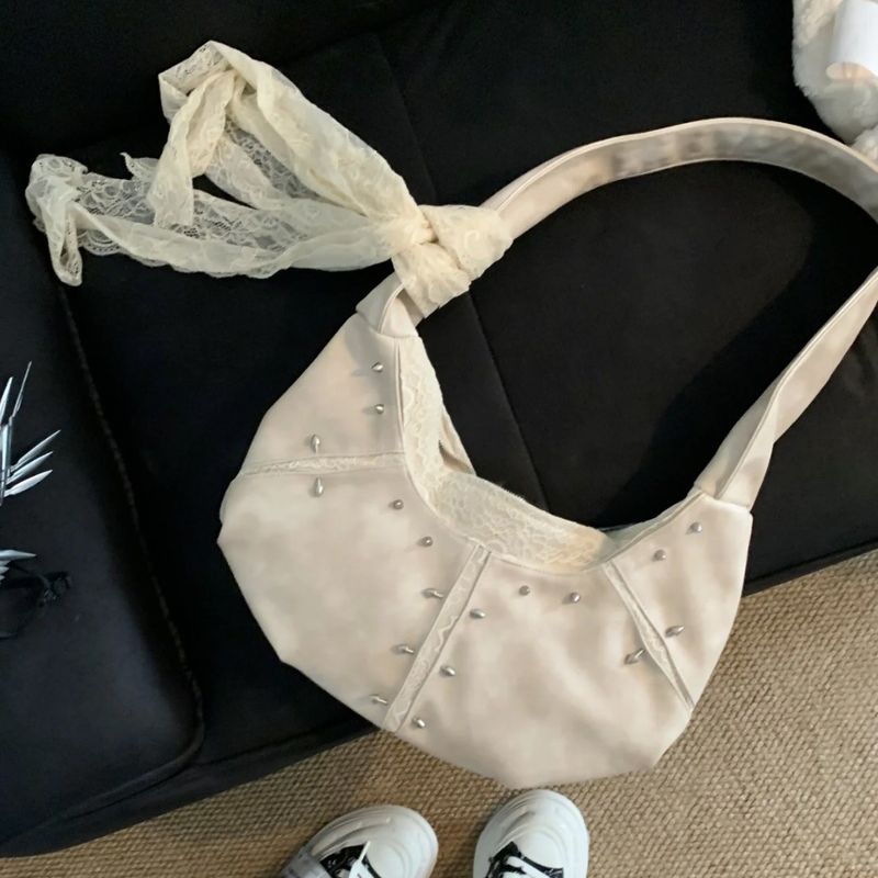 2025 Spring And Summer New Niche Design Korean Ins Wasteland Style Colorful Diamond Handbag White Large Capacity Casual Shoulder Bag Fashionable_voghion.com
