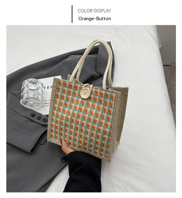 Nuova borsa di lino portatile versatile di vendita calda Borsa da regalo di accompagnamento in lino da donna Borsa a tracolla piccola portatile in lino giallo_voghion.com