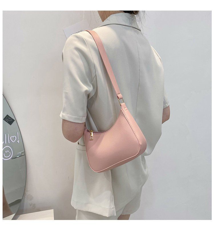 Borsa a tracolla sotto le ascelle in pelle PU tinta unita retrò Borse alla moda da donna Borse hobo casual e borsetta da donna_voghion.com