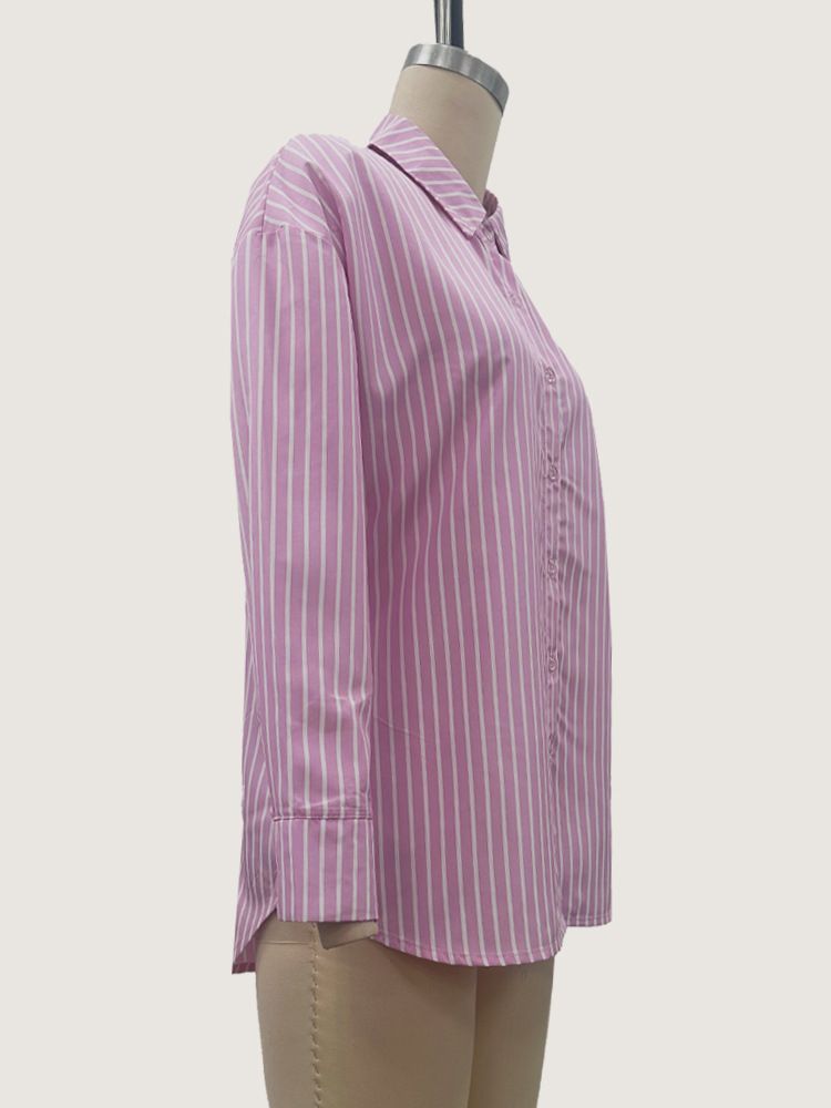 Women's Clothing Striped Shirt Outerwear Women's Design Lazy Long Sleeve Cardigan Breathable Style_voghion.com