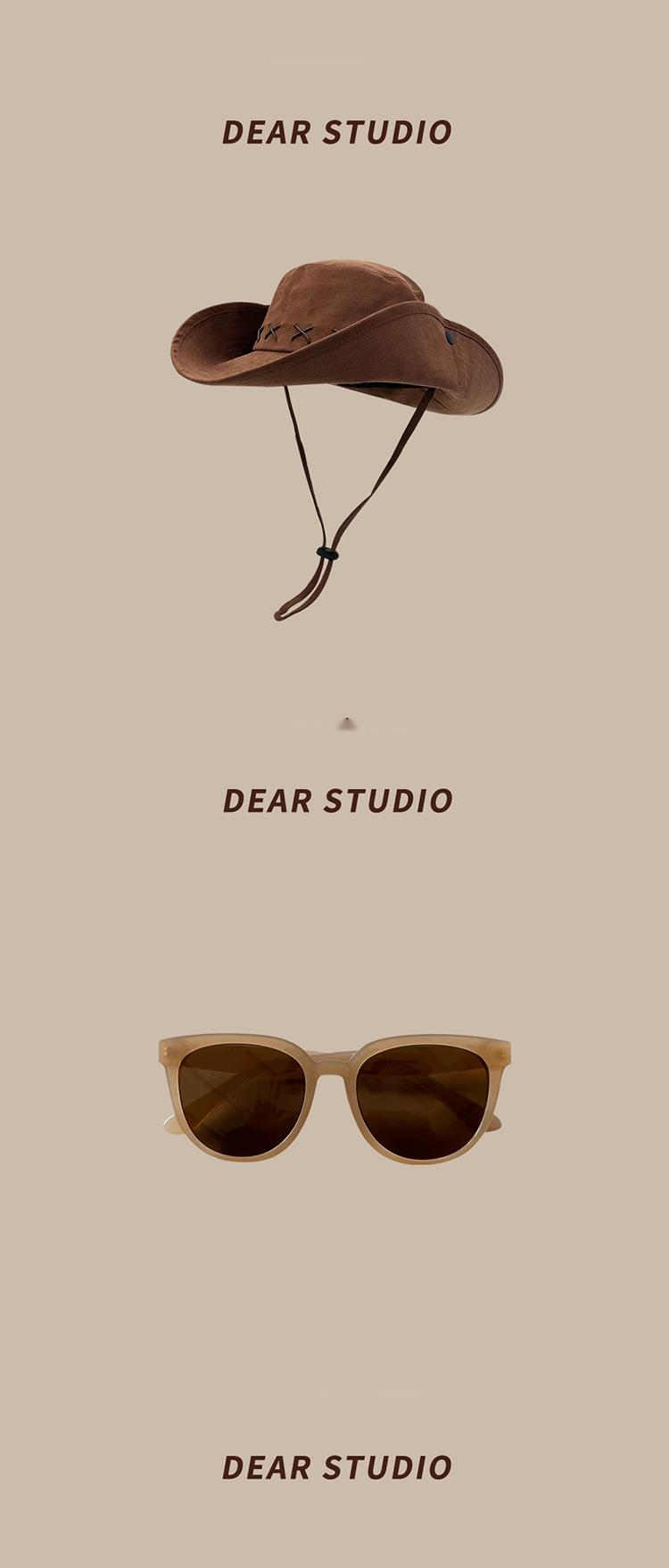 New Japanese Retro Maillard Brown Western Cowboy Hat Women's Spring/summer Sunscreen Empty Top Hat Baseball Hat Elegant Sunglasses_voghion.com