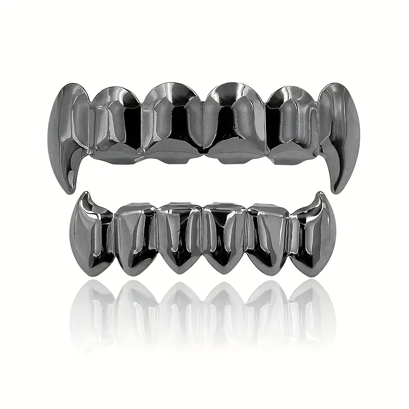 Ensemble de bijoux dentaires hip-hop tendance, lisses et pointus, à six dents, accessoire de scène, de soirée, de boîte de nuit ou d'Halloween._voghion.com