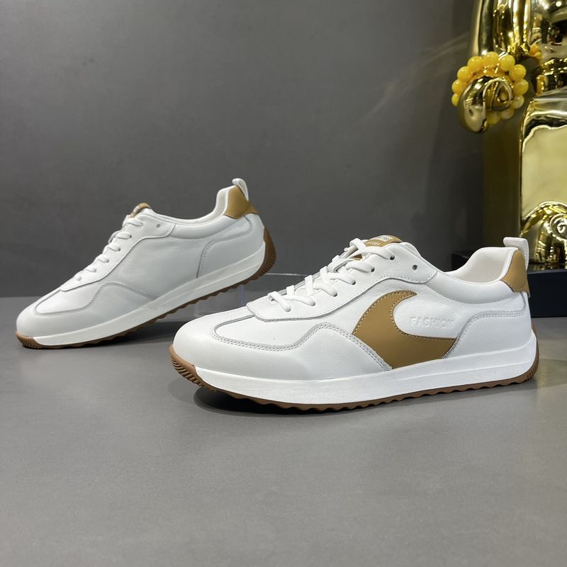 Autunno 2025, nuova tendenza, scarpe da tavola da uomo Forrest Gump, versatili, alla moda, in pelle, casual, bianche, con blocchi di colore_voghion.com