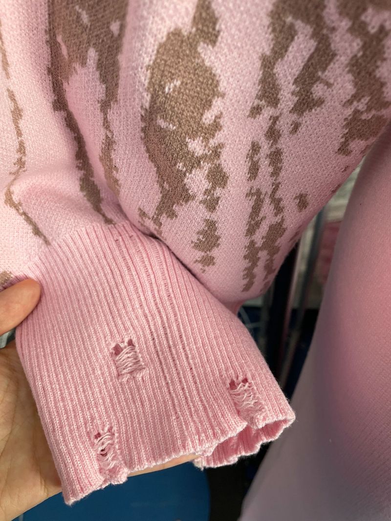 Abbigliamento da donna, abito in maglia autunnale, abito in maglione lacero e largo da donna, stile casual e pigro, pantaloni, abito in due pezzi_voghion.com