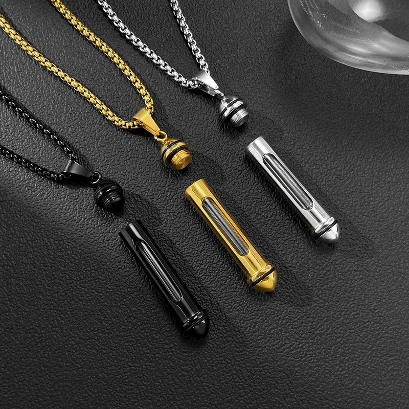 Mode Personlighet Parfymflaska Hängsmycken Trendigt All Match Minnesdjur Urna Halsband i Rostfritt Stål_voghion.com
