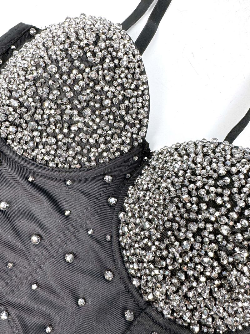 Women's Clothing Shiny Beads Handmade High End Outer Wear Small Camisole Herringbone Bra_voghion.com