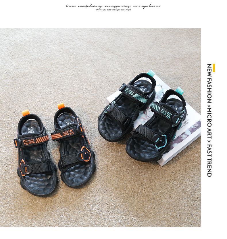 Jungen Sandalen 2024 Neue Sommer Mittlere und Große Kindersohle Rutschfeste Feuchtigkeitsabsorbierende Weiche Leder Strandschuhe für kleine Jungen_voghion.com