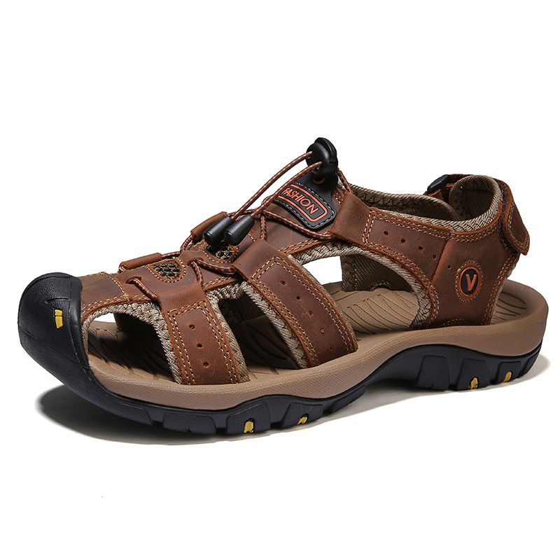 Große Sommersandalen aus Rindsleder für Outdoor-Wanderschuhe, lässige Strandschuhe für Herren_voghion.com