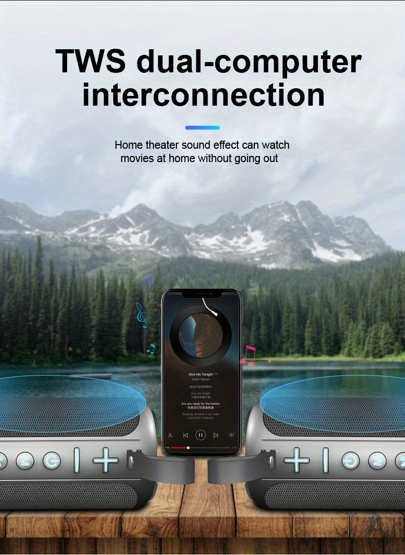 20W Power Portable Portable IPX5 Waterproof Sports Wireless Audio Super Heavy Subwoofer Indoor And Outdoor 3D Stereo_voghion.com