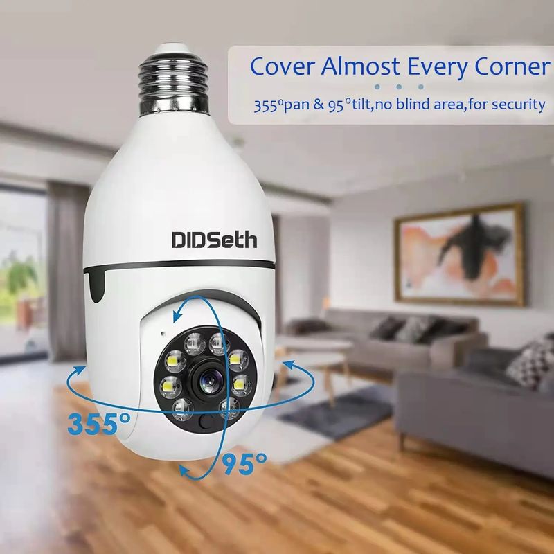 Hem Fjärrkontroll Bulb Övervakningskamera 2 miljoner Panorama Smart Trådlös HD-kamera_voghion.com