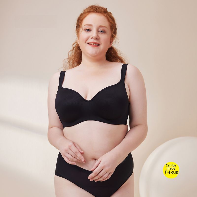 Nahtlose Plus-Size-Unterwäsche für Damen, Push-Up-BH für große Brust, Anti-Durchhänger, Vollschalen-BH, Brustkollektion, Übergrößen-BH für mollige Mädchen_voghion.com
