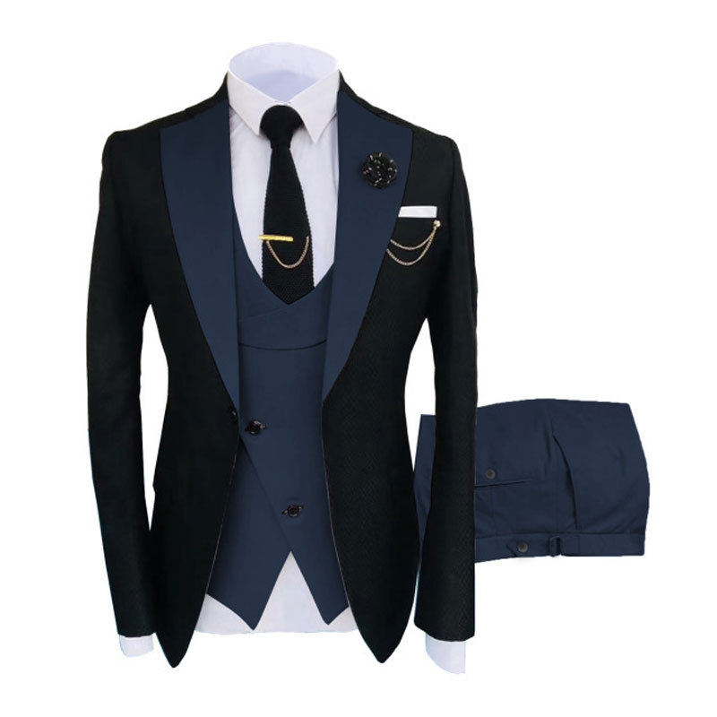 Costume pour hommes, ensemble trois pièces, version coréenne slim fit, costume de meilleur homme pour banquet d'affaires, robe de mariée du marié_voghion.com