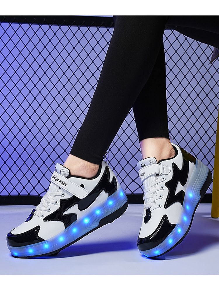 Running Shoes New Double Wheel Mia Mia Detachable Hidden Charging Children's Light Emitting Roller Skates_voghion.com