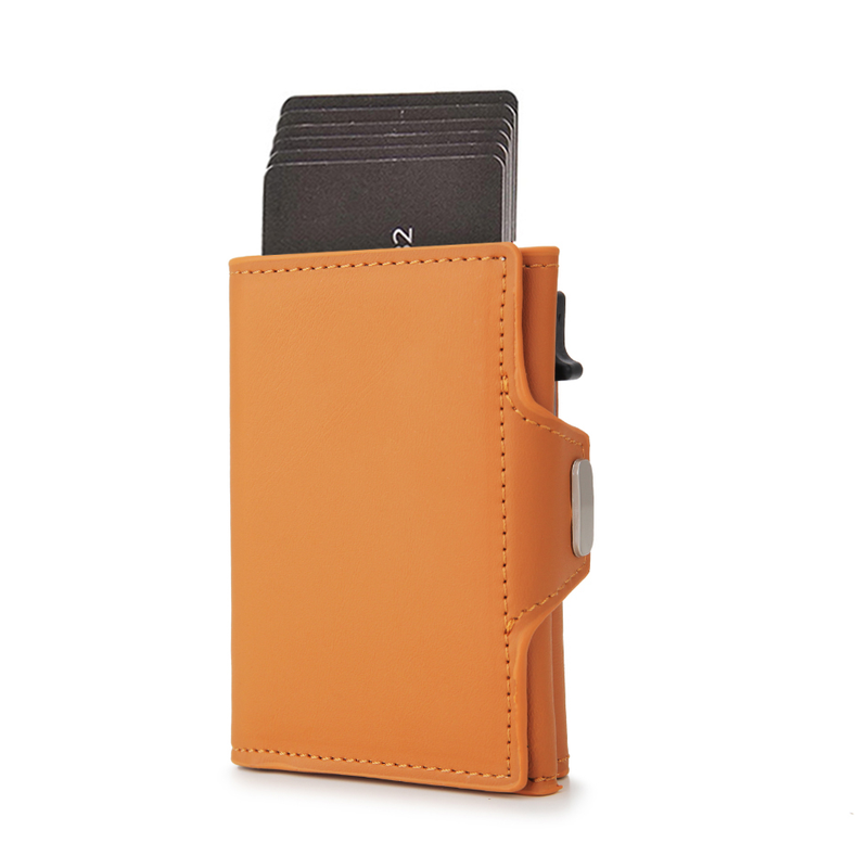 Dienqi carteira masculina de fibra de carbono, carteira pequena com três dobras em couro preto e mágico, bolsa pequena para dinheiro_voghion.com