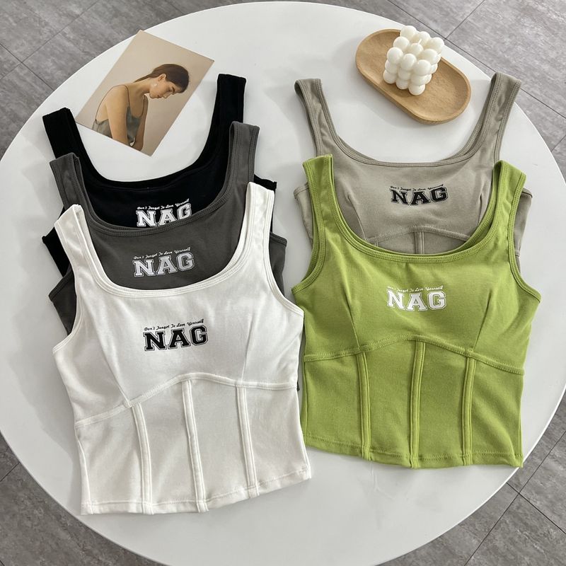 Nuova biancheria intima estiva da donna per ragazza calda in puro cotone con gilet a canotta integrato con imbottitura sul petto da indossare per le donne _voghion.com