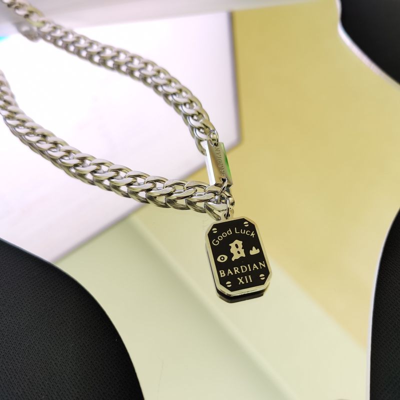 Cuban Thick Chain Nameplate Letter Block Fashion Ins Style Hip Hop Versatile Trendy Street Titanium Steel Necklace_voghion.com