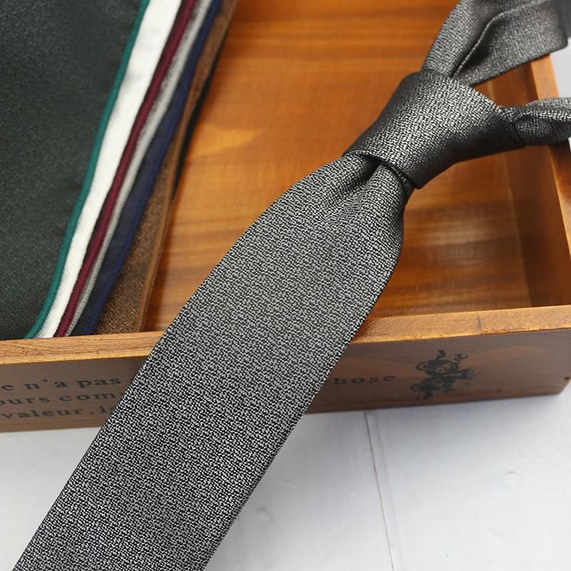 Cravatta stretta da uomo, stile coreano, casual, professionale, da 6 cm, tinta unita, grigia, versatile, nera, per studenti_voghion.com