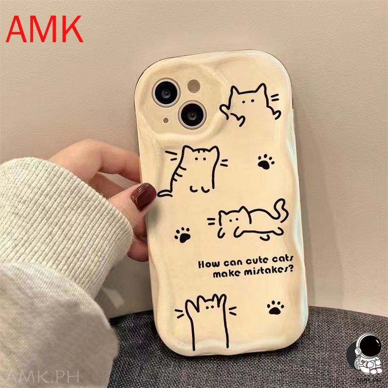 Custodia 3D Wave Samsung S24 S23 S22 S21 Plus Ultra S20 FE A05S A05 A04 A03 A55 A54 A35 M54 M34 M14 Custodia con bracciale in perle di gatto_voghion.com