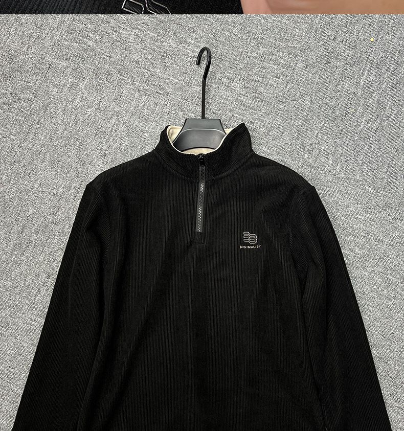 Herren-Sweatshirt mit Reißverschluss und Sherpa-Futter – Thermo-Halbrollkragenpullover für den Winter mit ultraweicher Fleece-Innenseite, Langarm-Oberteil aus dicker Viskosemischung_voghion.com