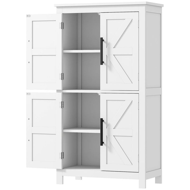 HOMCOM 4 Tier Shelf Bathroom Freestanding Cabinet, Farmhouse Bathroom Cabinet, 23.6' X 11.8' X 43.3', White_voghion.com