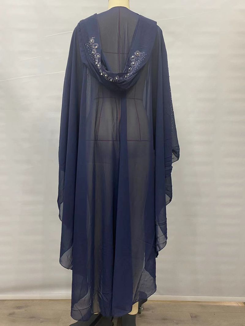 Robe cravejado de strass, xale muçulmano, vestido com capa e capuz, manga morcego, mais vendido_voghion.com