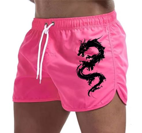 Men's Quick-Dry Polyester Beach Shorts With Dragon Print - Lightweight, Breathable Stylish For Summer Sports & Casual Wear (Multiple Colors & )_voghion.com
