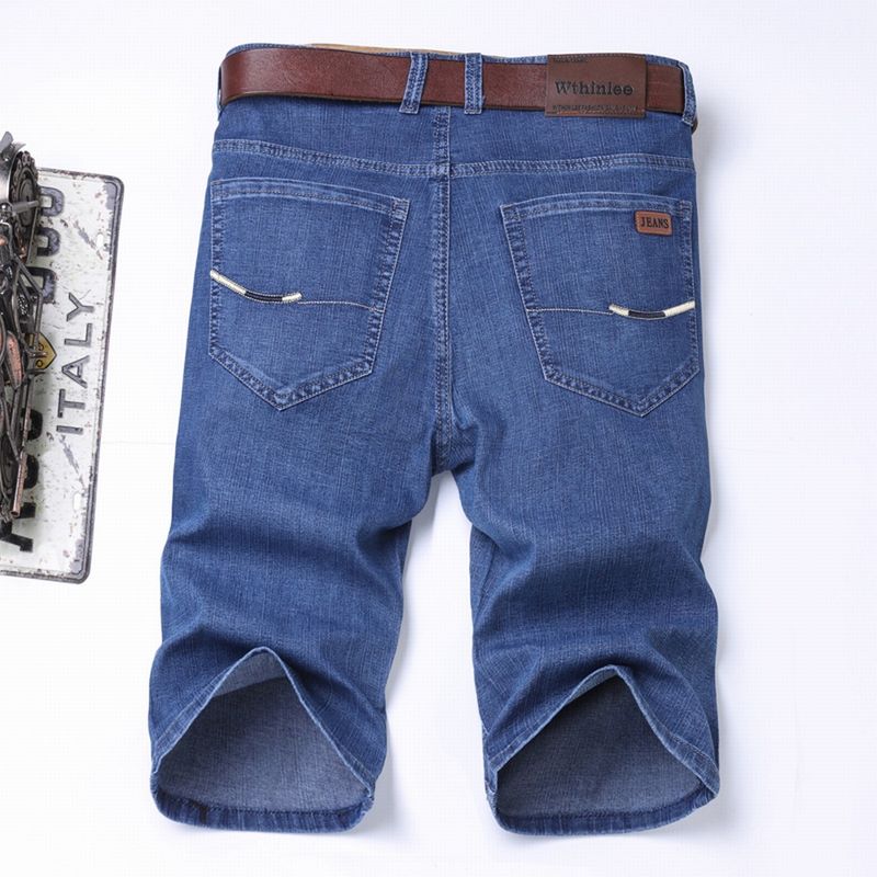Sommer Klassische Shorts Jeans Herren Denim Hosen Gerade Stretch Casual Cool Dünn Knielang Blau Mode Marke Tägliche Hosen_voghion.com