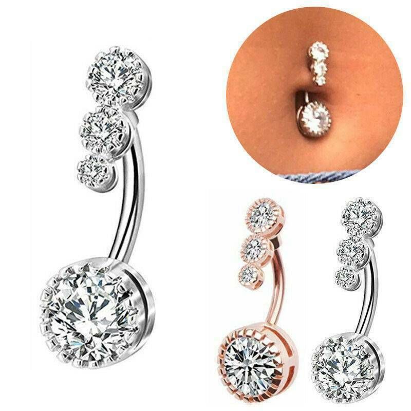 New Belly Button Nail Round Inlaid Zircon Belly Button Buckle Belly Button Ring Piercing Jewelry For Women_voghion.com