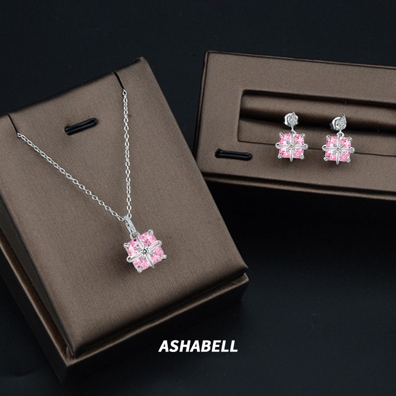 Catena per clavicola in argento puro con taglio a fiore di ghiaccio, diamanti ad alto tenore di carbonio, leggera, lussuosa e alla moda, collana con zirconi rosa,_voghion.com