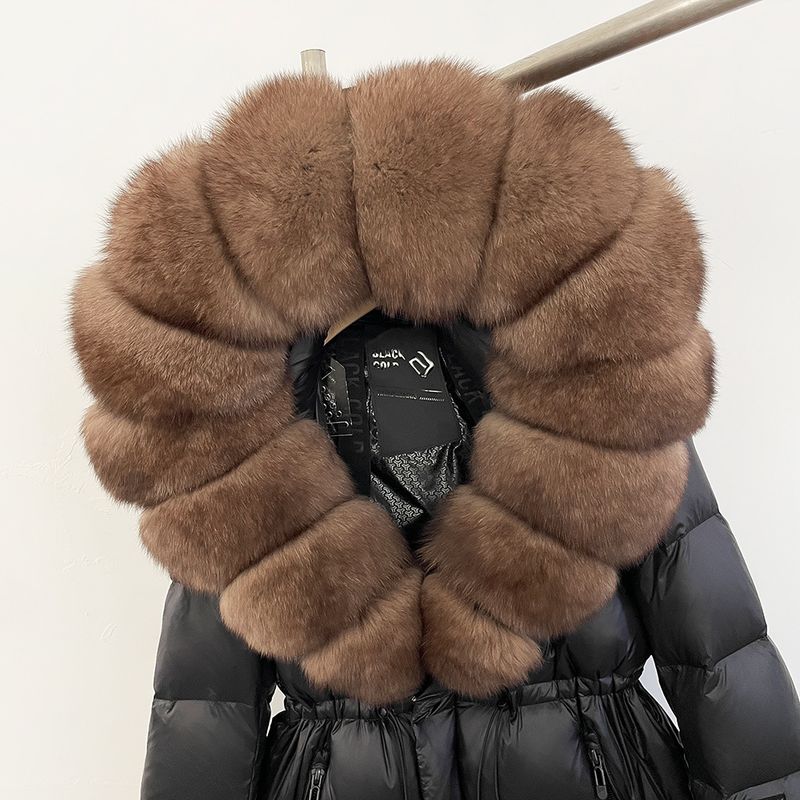 Women's Clothing Luxury Winter Women's Goose Down Coat With Fox Fur Trim Hooded Long Parka Jacket - Detachable Faux Fur Collar, Windproof & Warm_voghion.com