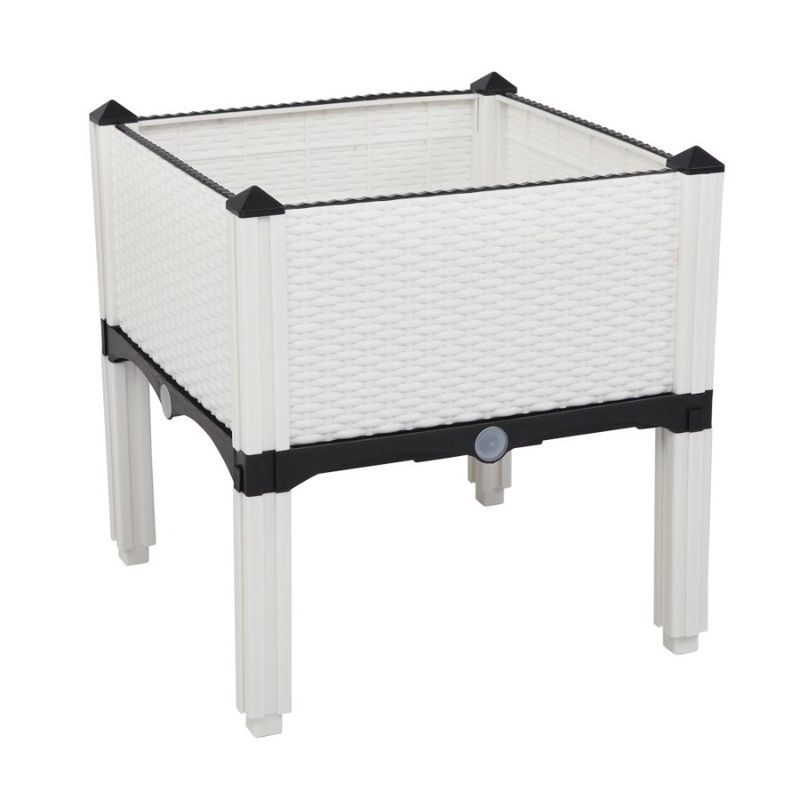 Rectangle White Bed Raised Elevated 2PCS Herb Vegetable Plant Flower Garden Planter Box_voghion.com