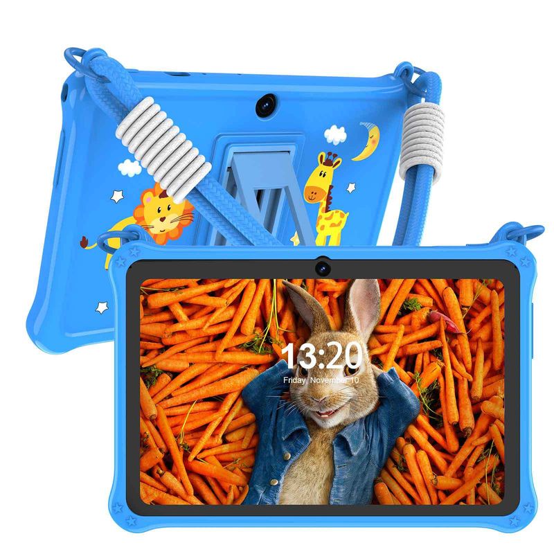 7 Inch Kids Tablet With Protective Silicone Case & Lanyard, Android OS, 32GB Storage, 7-9 Hour Battery - Fun & Durable Learning Companion_voghion.com
