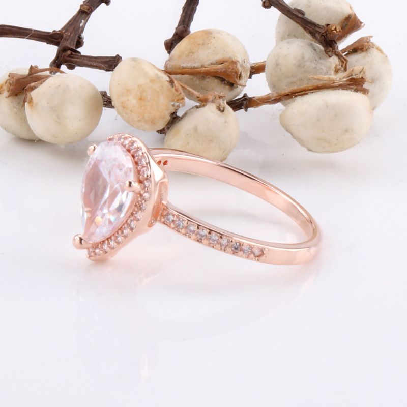 Women's Jewelry White Copper Pigeon Egg Ring Female Creative Water Drop Ring Teardrop Ring_voghion.com
