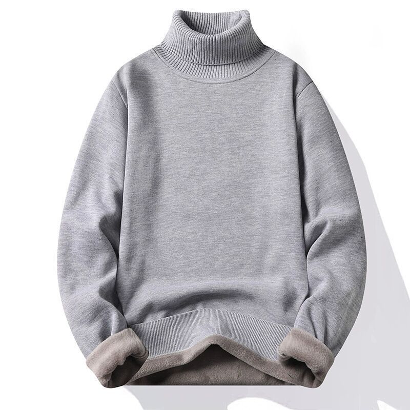 Einfarbiger Herbst- und Lockerer Strickpullover mit hohem Halsausschnitt für Männer im Winter, Herren-Basispullover, High-End-Pullover_voghion.com