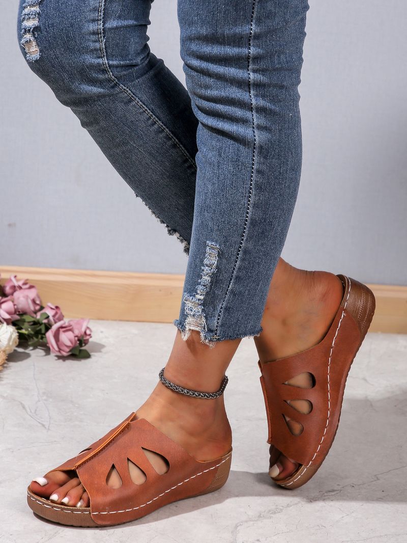 Zeppe casual slip-on da donna con zeppa cucita_voghion.com
