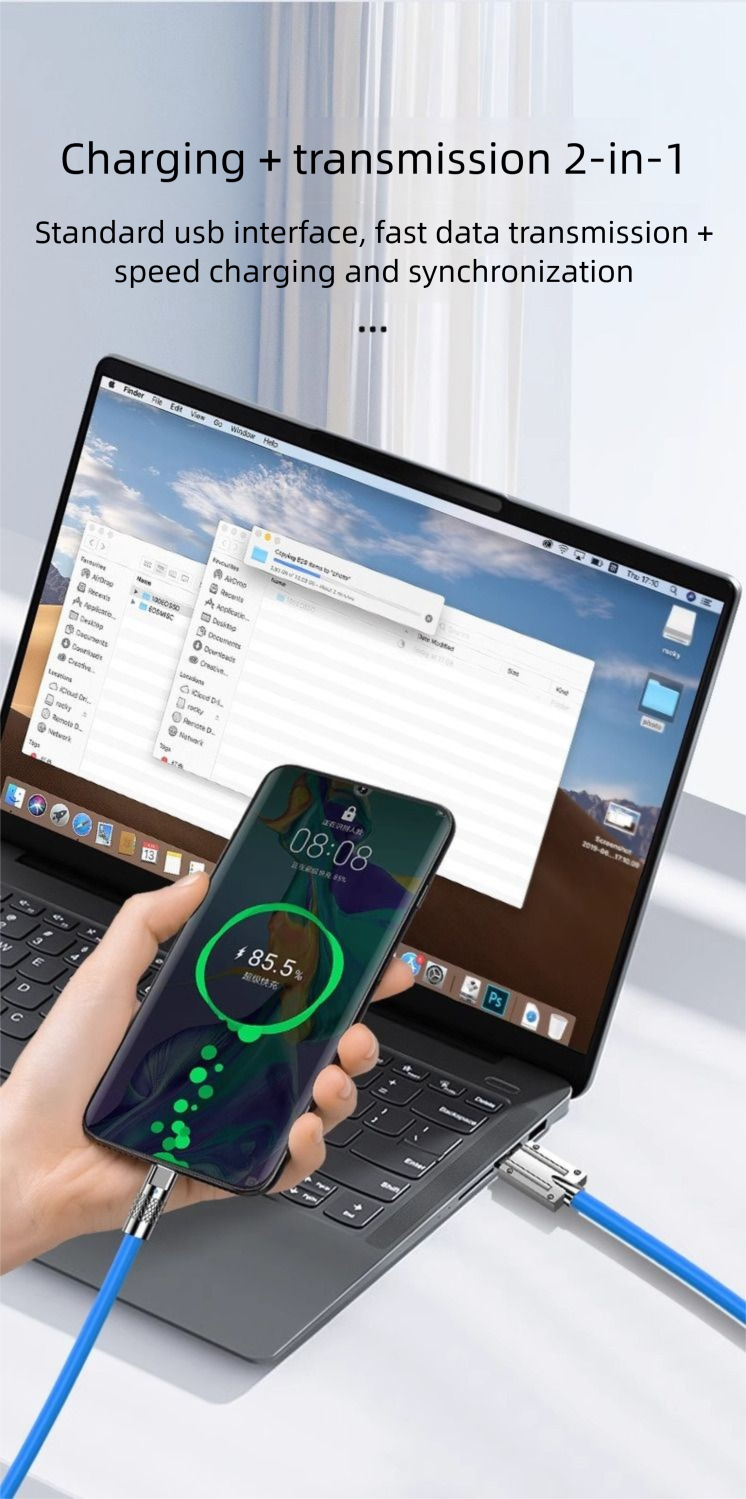 3 metrelik uzatılmış araç tipi C veri şarj kablosu 100W süper hızlı şarj Huawei Honor Android Xiaomi ile uyumlu_voghion.com