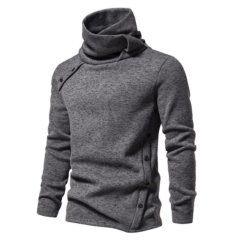 Men's Autumn And Winter New British Style Pile Neck Sweater Fashion Casual Hoodie_voghion.com