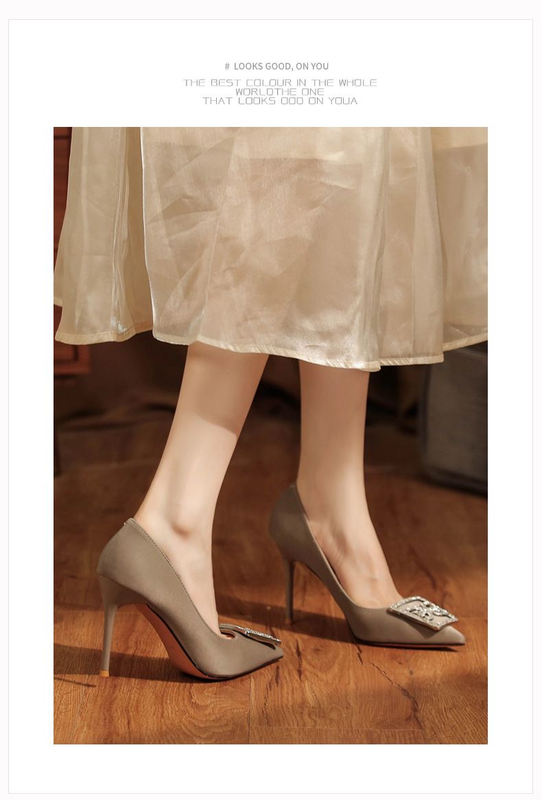 9888D-085 Stiletto Spitzschuh Strass Pendler Berufsschuhe Klassisch Vielseitig Täglich High Heels Elegant Schlicht_voghion.com