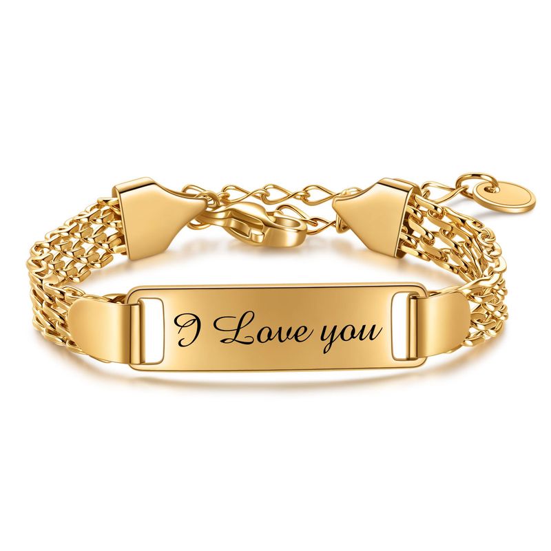 Fashion 8mm Rectangular Tag Charm Of I Love You Printings With Mesh Links Chain Bracelet By Stainless Steel For Men Women_voghion.com