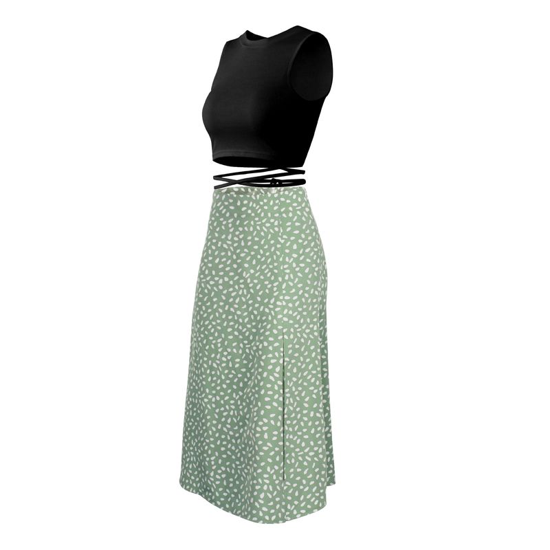 hot selling Y2k Skirts Korean Reviews Many Clothes Summer Dress Mid-rise A-Line Midi Frock Dot Print Side Split Hem Skirt Daily_voghion.com