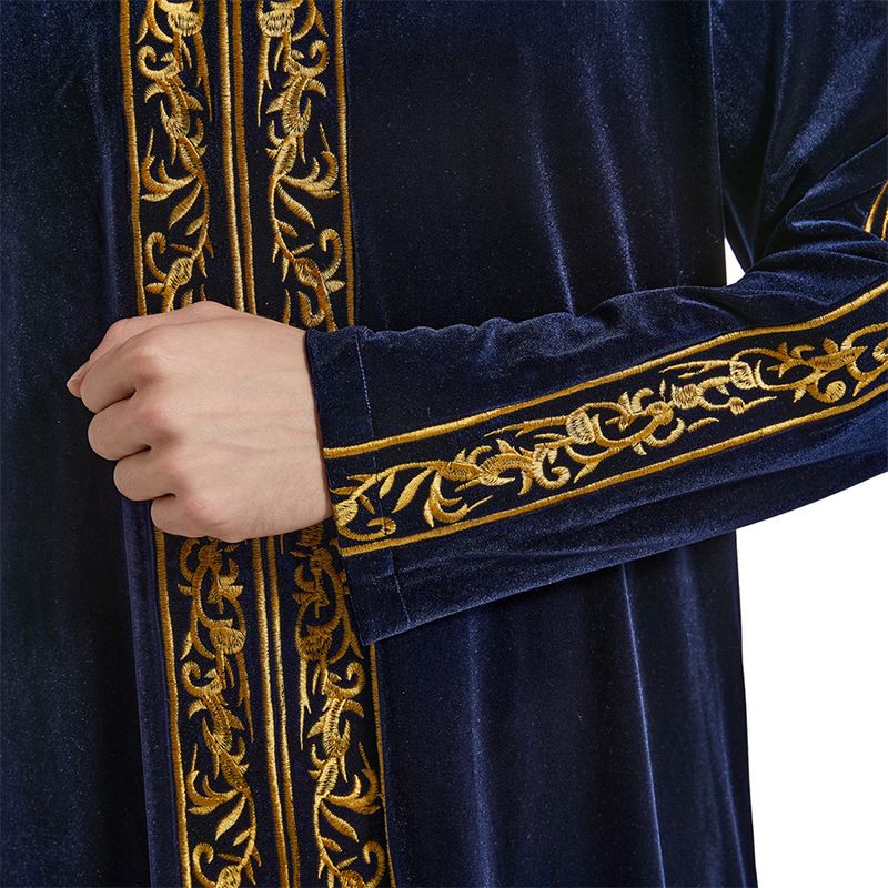Caftán musulmán para hombre, cuello alto, bordado, thobe de Ramadán con mangas largas, túnica islámica, caftán, thawb, Dubái._voghion.com