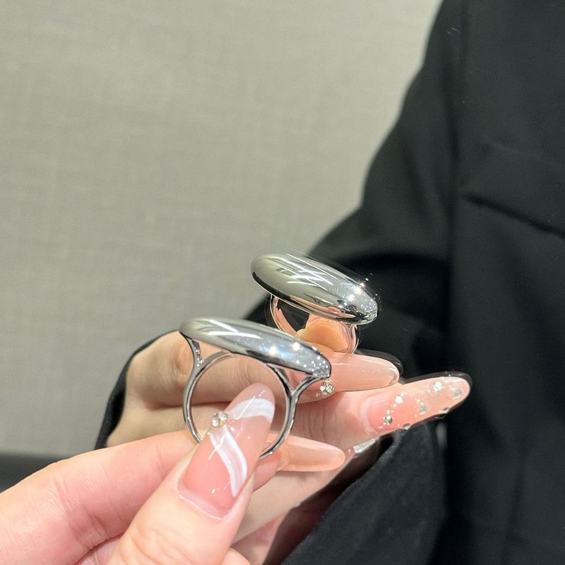 fashion geometric oval ring female glossy design exaggerated open index finger ring ring_voghion.com