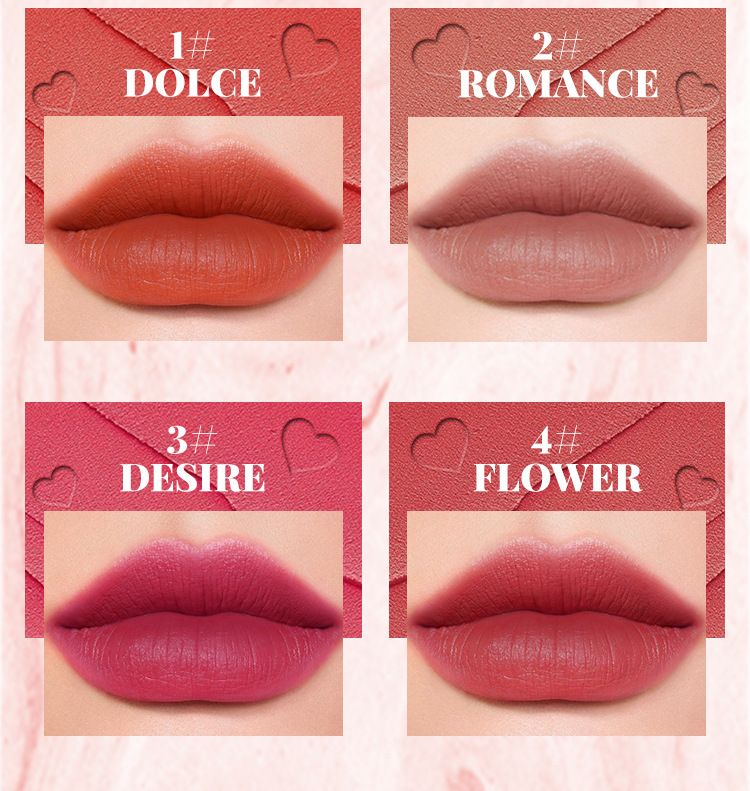 MLSMILE 4 Marble Lipstick Gift Box Set Velvet Matte Moisturizing Easy To Color Lipstick_voghion.com