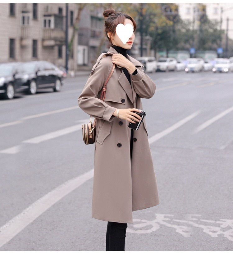 Women's Clothing Trench Coat Long Sleeve A-Line Overcoat With Notched Lapel For Autumn Spring (Khaki, Black, Brown)_voghion.com
