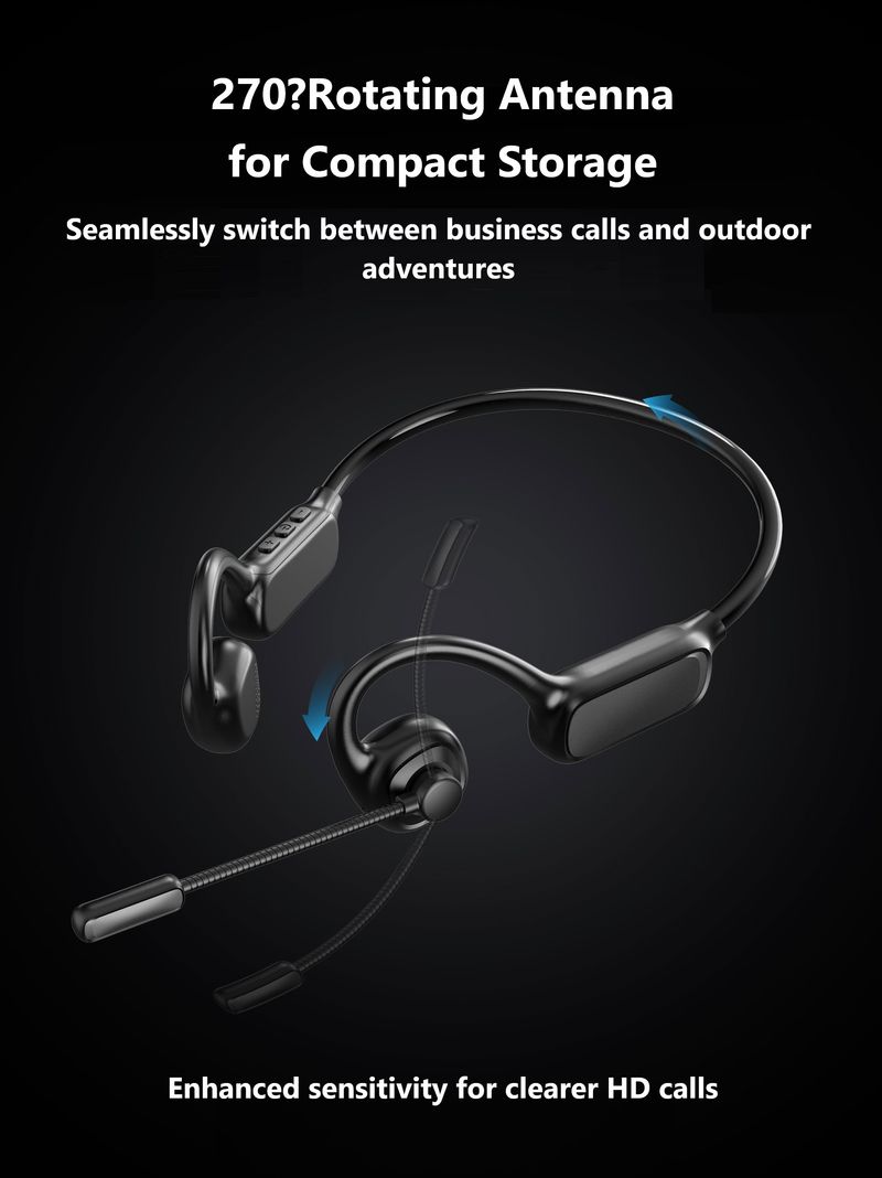 Open-Ear Headset With Detachable Noise Canceling Boom Microphone Wireless Headphone With Mute For Trucker Office Call Center_voghion.com