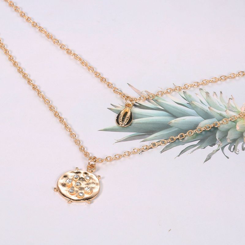 Nieuwe bohemian mode diamant ingelegde schijf met zwart gemaakte schelpen en gepersonaliseerde dubbel gelaagde items_voghion.com