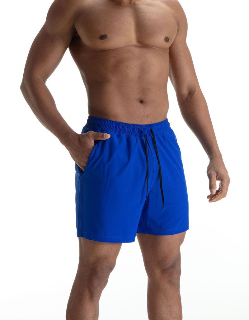 Men's Quick-Dry Running Shorts - Lightweight & Breathable For Gym Jogging & Beach (Elastic Waist 5" Inseam Black/Blue)_voghion.com